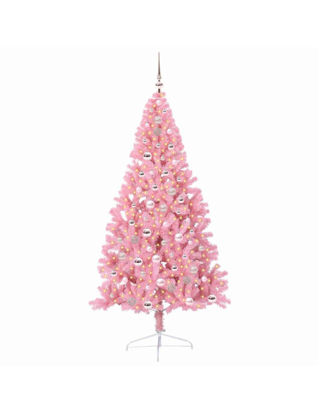 Albero di Natale artificiale con luci integrate Rosa 210 cm PVC