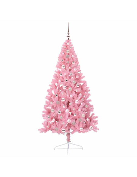 Albero di Natale artificiale con luci integrate Rosa 210 cm PVC