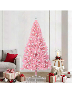 Albero di Natale artificiale con luci integrate Rosa 210 cm PVC 2
