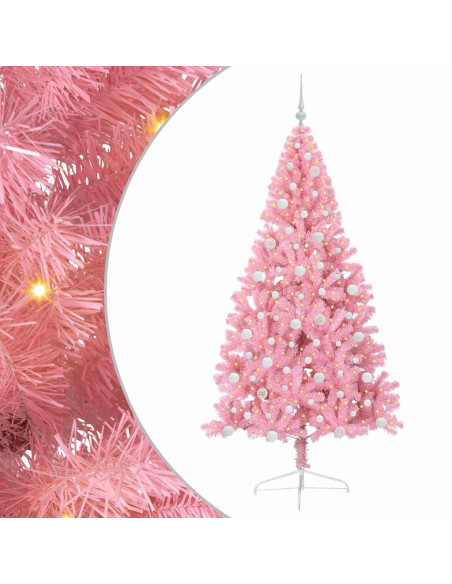 Albero di Natale artificiale con luci integrate Rosa 210 cm PVC