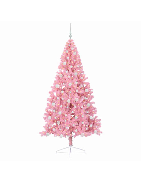 Albero di Natale artificiale con luci integrate Rosa 210 cm PVC