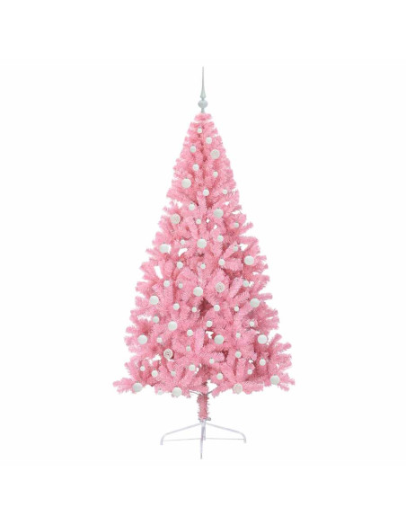 Albero di Natale artificiale con luci integrate Rosa 210 cm PVC