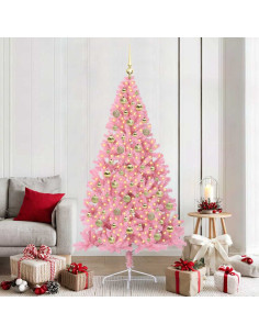 Albero di Natale artificiale preilluminato Rosa 210 cm PVC 2