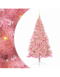 Albero di Natale artificiale con luci integrate Rosa 210 cm PVC 2