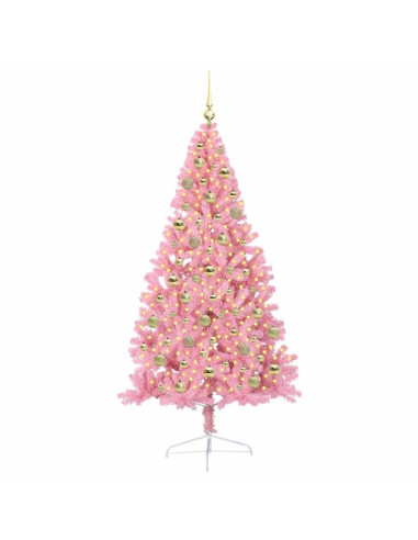 Albero di Natale artificiale preilluminato Rosa 210 cm PVC