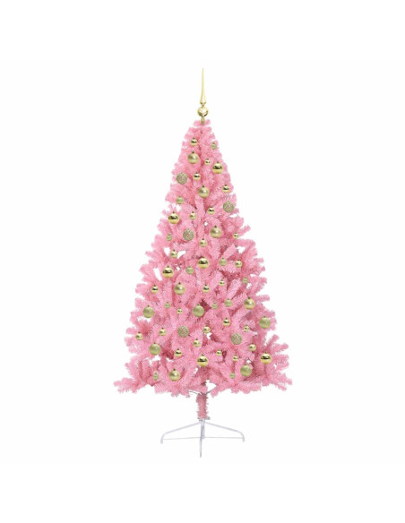 Albero di Natale artificiale preilluminato Rosa 210 cm PVC