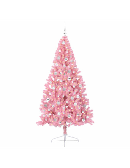 Albero di Natale artificiale con luci integrate Rosa 210 cm PVC