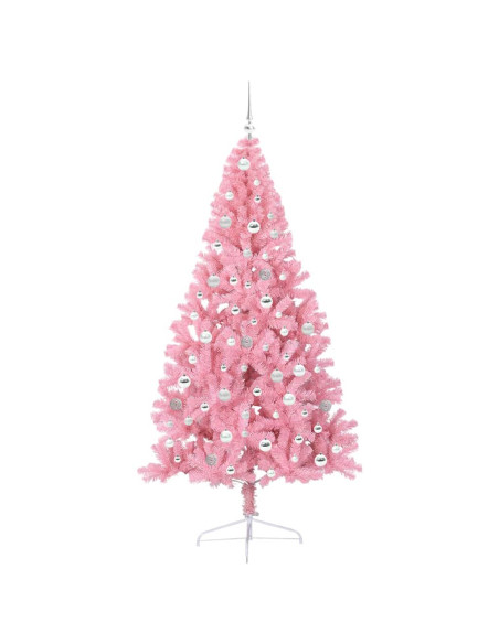Albero di Natale artificiale con luci integrate Rosa 210 cm PVC