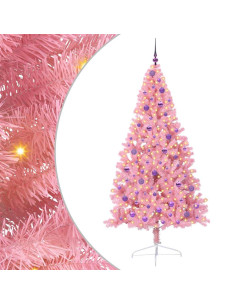Albero di Natale artificiale con luci integrate Rosa 210 cm PVC 2
