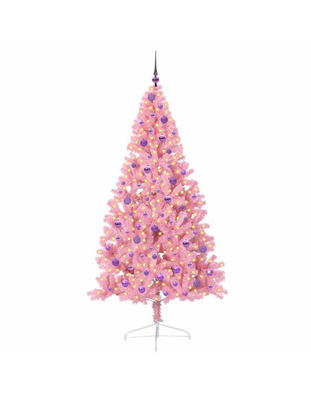 Albero di Natale artificiale con luci integrate Rosa 210 cm PVC