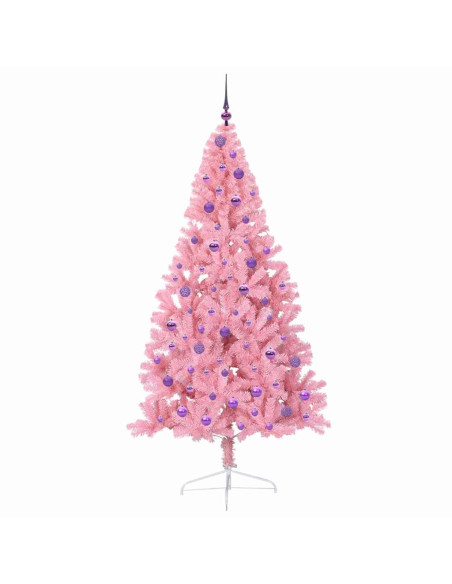 Albero di Natale artificiale con luci integrate Rosa 210 cm PVC