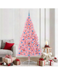 Albero di Natale artificiale con luci integrate Rosa 210 cm PVC 2