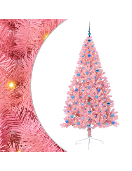 Albero di Natale artificiale con luci integrate Rosa 210 cm PVC