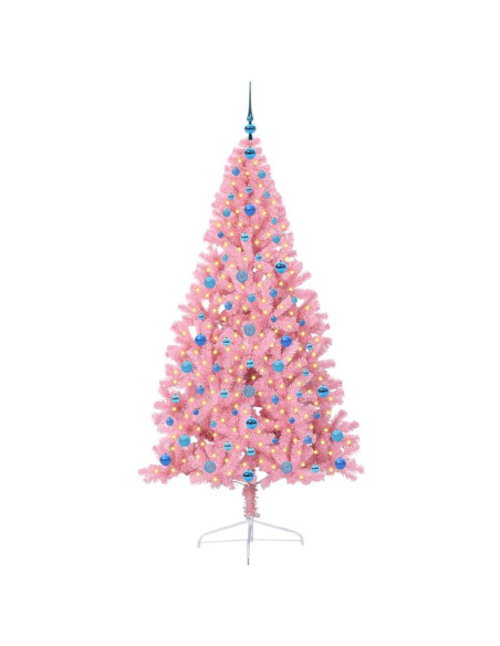 Albero di Natale artificiale con luci integrate Rosa 210 cm PVC