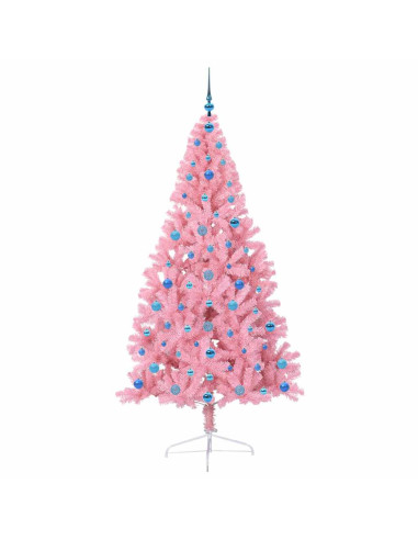 Albero di Natale artificiale con luci integrate Rosa 210 cm PVC