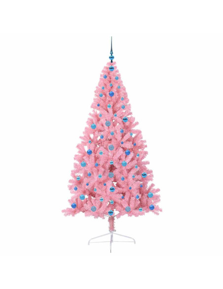 Albero di Natale artificiale con luci integrate Rosa 210 cm PVC