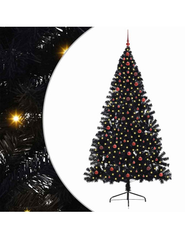 Albero di Natale artificiale con luci integrate Nero 240 cm PVC
