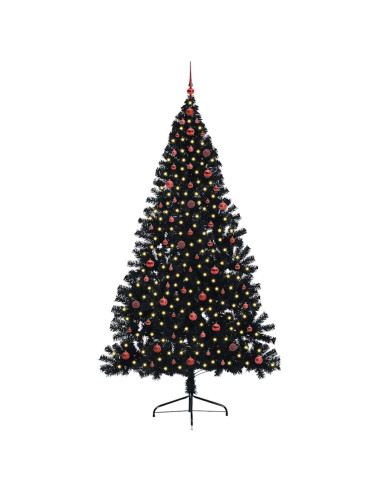 Albero di Natale artificiale con luci integrate Nero 240 cm PVC