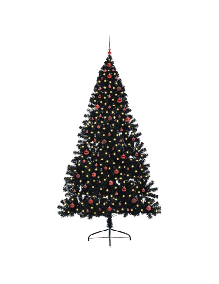 Albero di Natale artificiale con luci integrate Nero 240 cm PVC