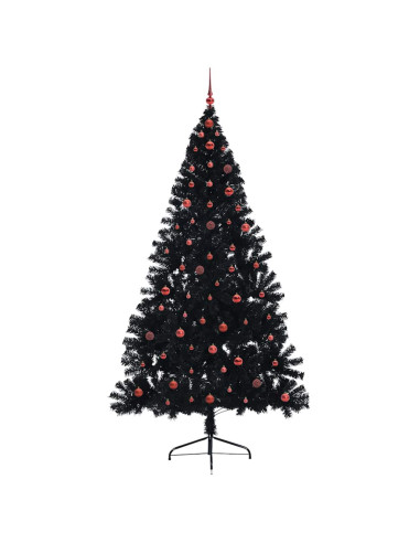 Albero di Natale artificiale con luci integrate Nero 240 cm PVC