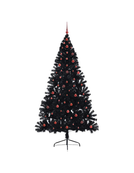 Albero di Natale artificiale con luci integrate Nero 240 cm PVC
