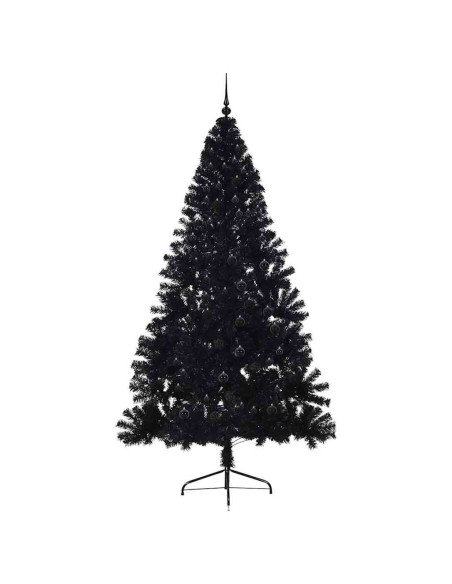 Albero di Natale artificiale con luci integrate Nero 240 cm PVC
