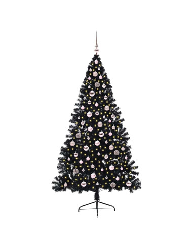 Albero di Natale artificiale con luci integrate Nero 240 cm PVC