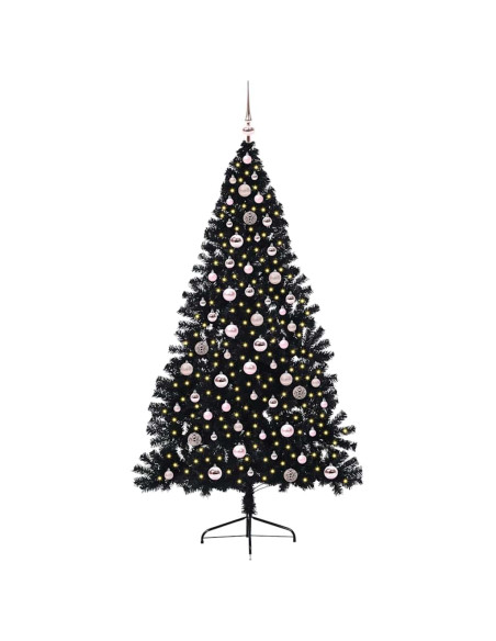 Albero di Natale artificiale con luci integrate Nero 240 cm PVC