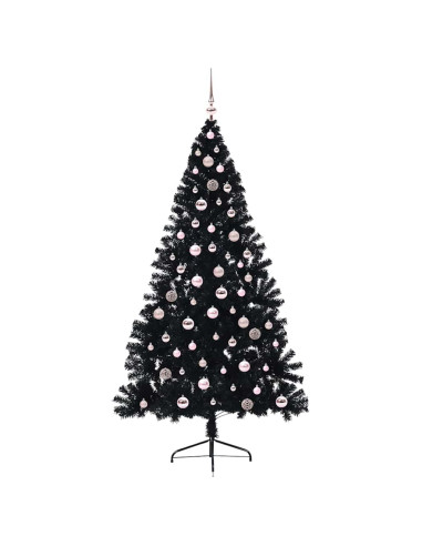 Albero di Natale artificiale con luci integrate Nero 240 cm PVC