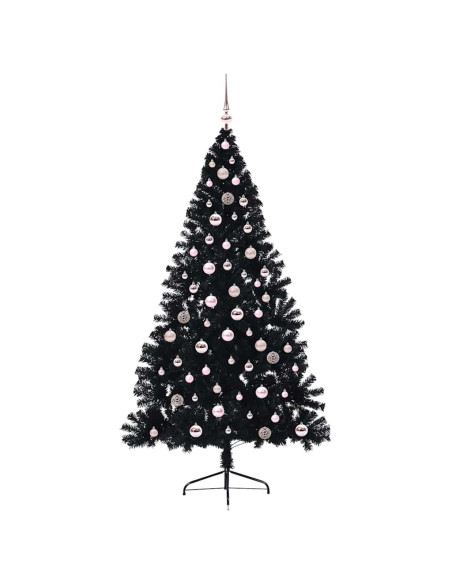 Albero di Natale artificiale con luci integrate Nero 240 cm PVC