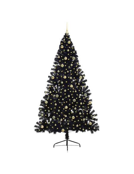Albero di Natale artificiale con luci integrate Nero 240 cm PVC