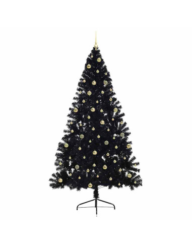 Albero di Natale artificiale con luci integrate Nero 240 cm PVC