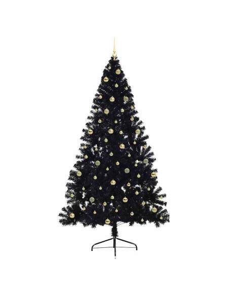 Albero di Natale artificiale con luci integrate Nero 240 cm PVC