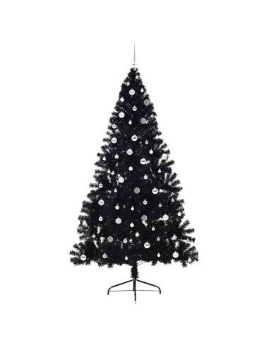 Albero di Natale artificiale con luci integrate Nero 240 cm PVC