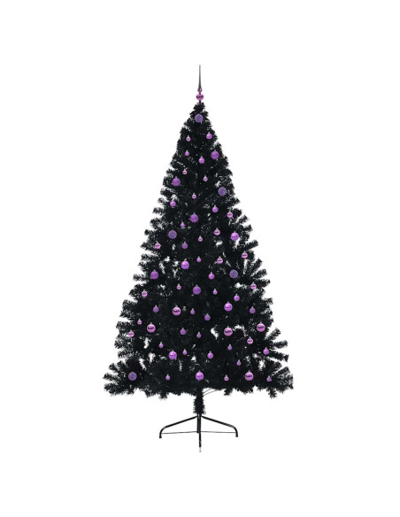 Albero di Natale artificiale con luci integrate Nero 240 cm PVC