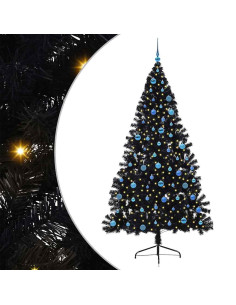 Albero di Natale artificiale con luci integrate Nero 240 cm PVC 2