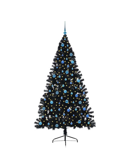 Albero di Natale artificiale con luci integrate Nero 240 cm PVC