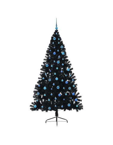 Albero di Natale artificiale con luci integrate Nero 240 cm PVC