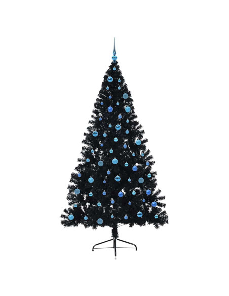 Albero di Natale artificiale con luci integrate Nero 240 cm PVC