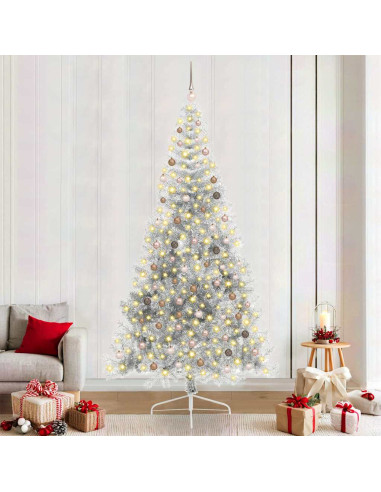 Albero di Natale artificiale con luci integrate Argento 240 cm