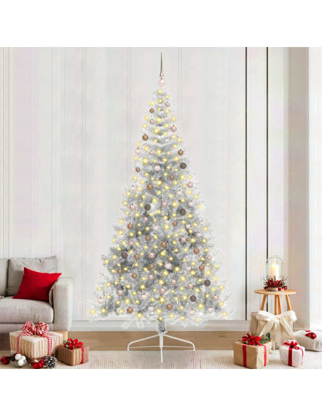 Albero di Natale artificiale con luci integrate Argento 240 cm