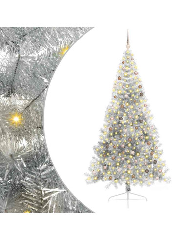 Albero di Natale artificiale con luci integrate Argento 240 cm