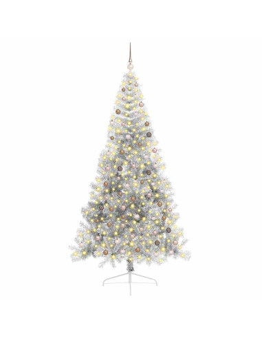Albero di Natale artificiale con luci integrate Argento 240 cm