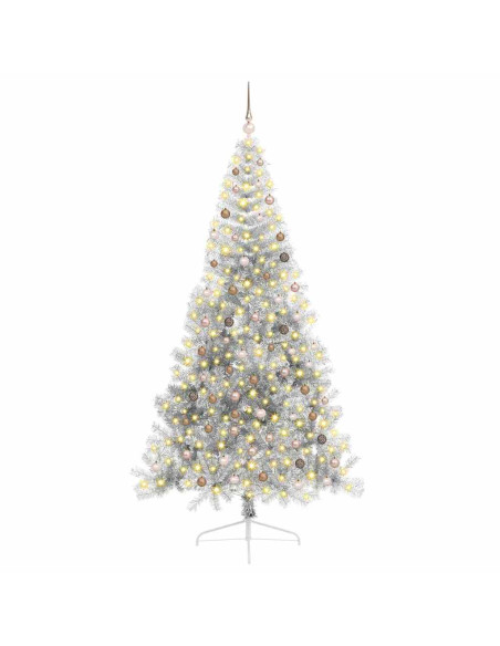 Albero di Natale artificiale con luci integrate Argento 240 cm