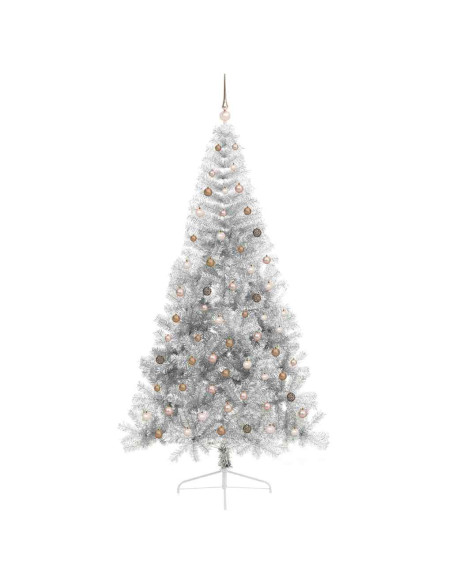Albero di Natale artificiale con luci integrate Argento 240 cm