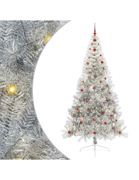 Albero di Natale artificiale con luci integrate Argento 240 cm
