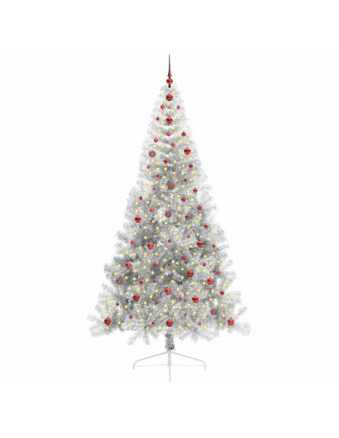Albero di Natale artificiale con luci integrate Argento 240 cm