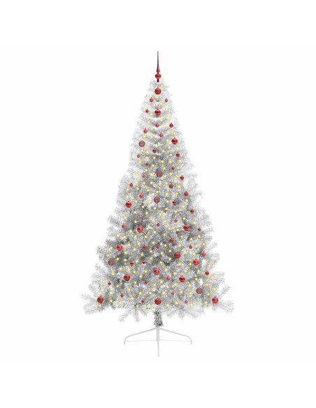 Albero di Natale artificiale con luci integrate Argento 240 cm