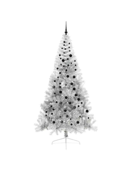Albero di Natale artificiale preilluminato Argento 240 cm PVC