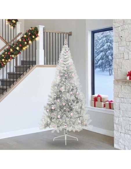 Albero di Natale artificiale con luci integrate Argento 240 cm